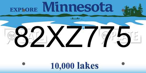 82XZ775 Minnesota License Plate
