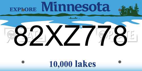 82XZ778 Minnesota License Plate