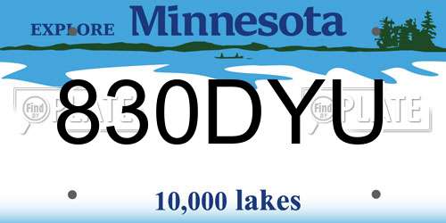 830DYU Minnesota License Plate