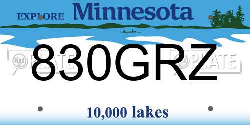 830GRZ Minnesota License Plate
