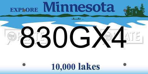 830GX4 Minnesota License Plate