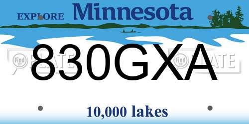 830GXA Minnesota License Plate