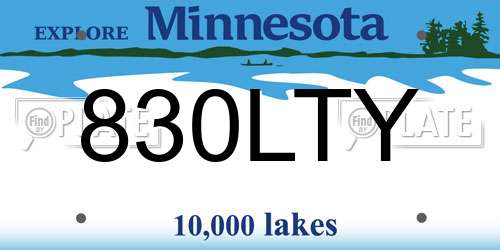 830LTY Minnesota License Plate