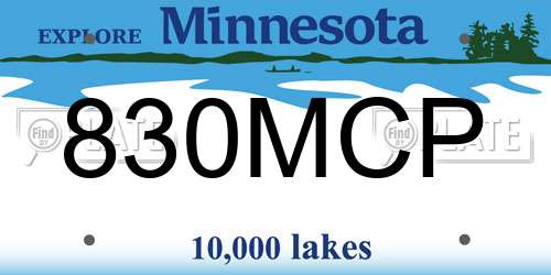 830MCP Minnesota License Plate