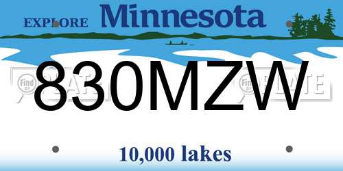 830MZW Minnesota License Plate