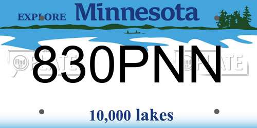 830PNN Minnesota License Plate