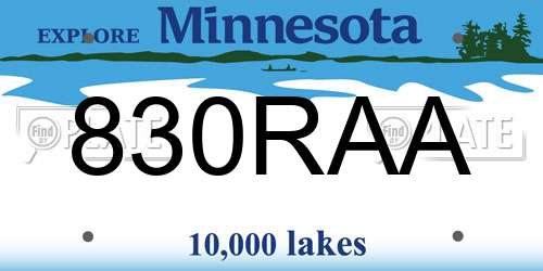 830RAA Minnesota License Plate