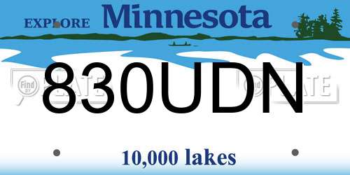 830UDN Minnesota License Plate