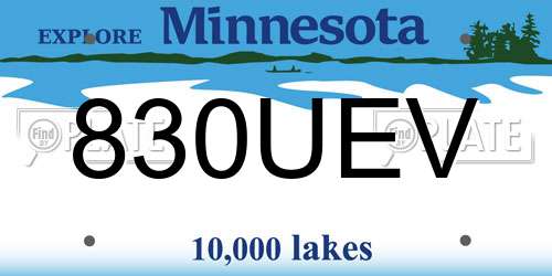 830UEV Minnesota License Plate