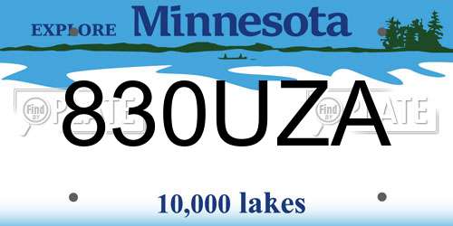 830UZA Minnesota License Plate