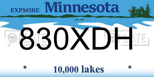 830XDH Minnesota License Plate