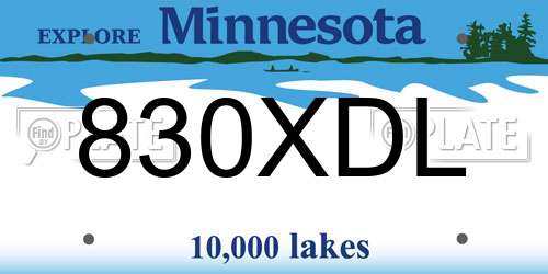 830XDL Minnesota License Plate