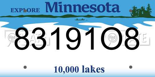 83191O8 Minnesota License Plate