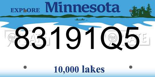 83191Q5 Minnesota License Plate