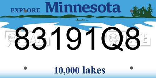 83191Q8 Minnesota License Plate