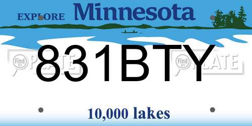 831BTY Minnesota License Plate