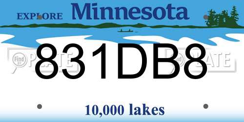 831DB8 Minnesota License Plate