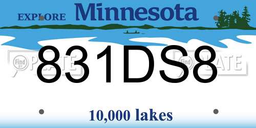 831DS8 Minnesota License Plate