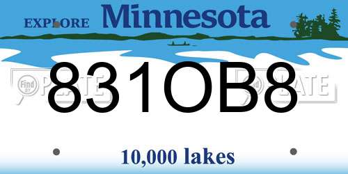831OB8 Minnesota License Plate