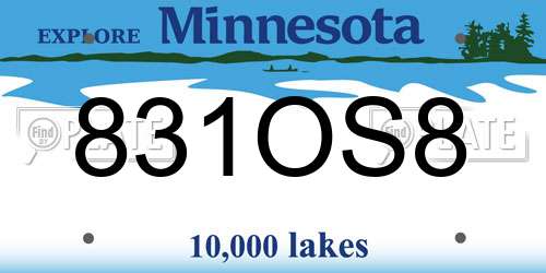 831OS8 Minnesota License Plate