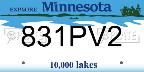 831PV2 Minnesota License Plate