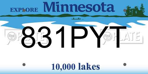 831PYT Minnesota License Plate