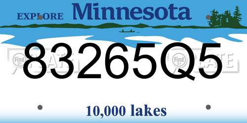 83265Q5 Minnesota License Plate