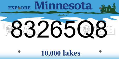 83265Q8 Minnesota License Plate