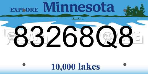 83268Q8 Minnesota License Plate