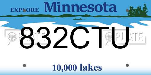 832CTU Minnesota License Plate