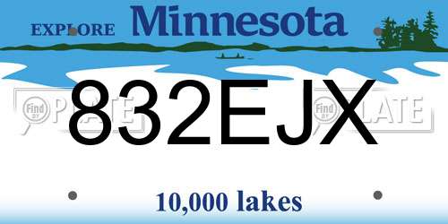 832EJX Minnesota License Plate