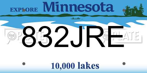 832JRE Minnesota License Plate