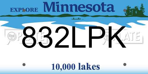 832LPK Minnesota License Plate