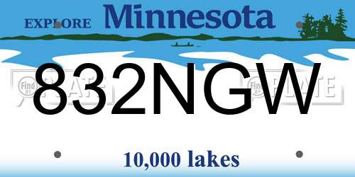 832NGW Minnesota License Plate