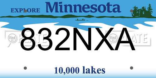832NXA Minnesota License Plate