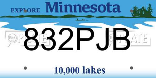 832PJB Minnesota License Plate