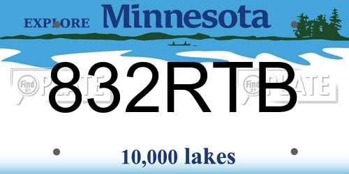 832RTB Minnesota License Plate
