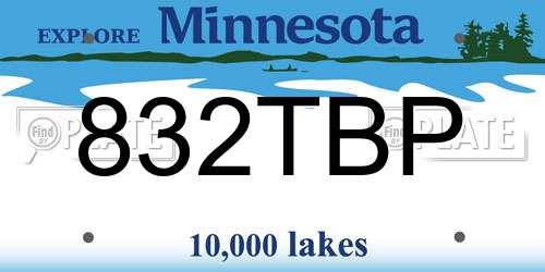 832TBP Minnesota License Plate
