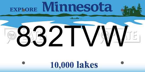 832TVW Minnesota License Plate