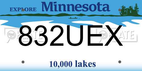 832UEX Minnesota License Plate