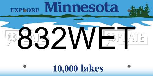 832WET Minnesota License Plate