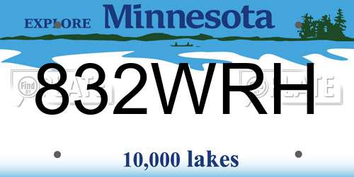 832WRH Minnesota License Plate