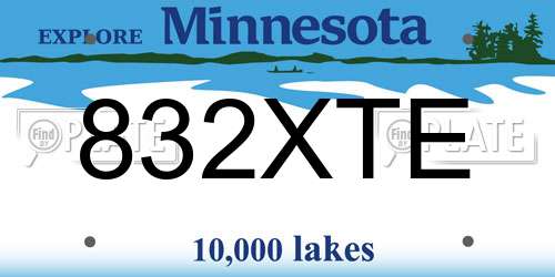 832XTE Minnesota License Plate