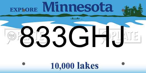 833GHJ Minnesota License Plate