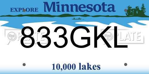 833GKL Minnesota License Plate