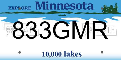 833GMR Minnesota License Plate