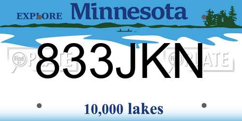 833JKN Minnesota License Plate