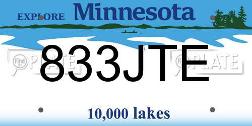 833JTE Minnesota License Plate