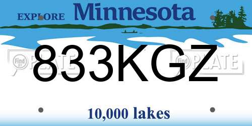 833KGZ Minnesota License Plate