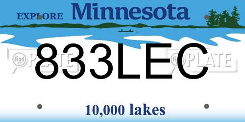 833LEC Minnesota License Plate